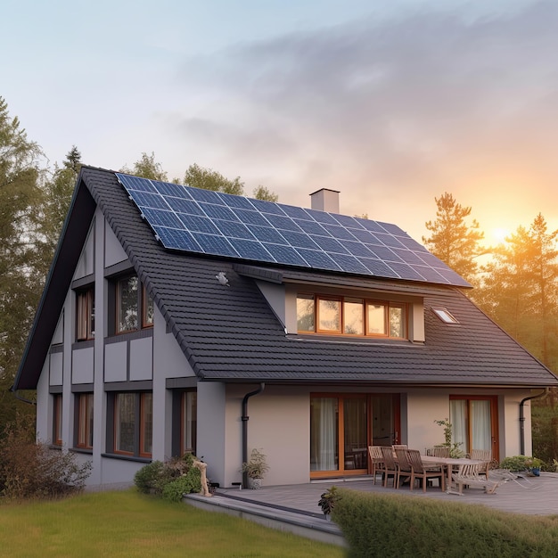 Casa con batteria solare Illustrazione AI GenerativexA