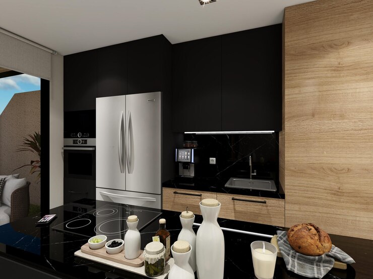 casa con cucina aperta e grandi finestre