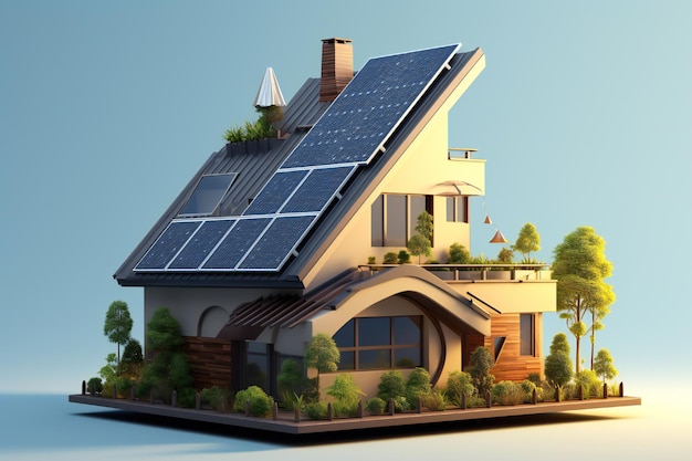 Casa con pannelli solari sul tetto