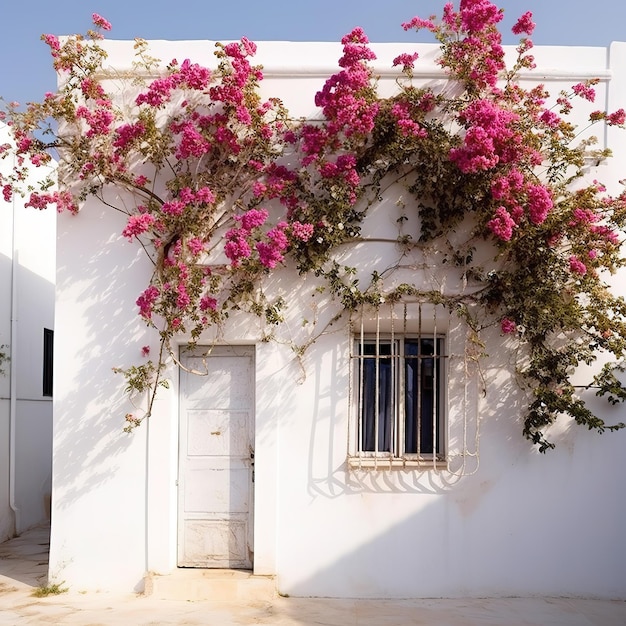 casa con un albero in fiore