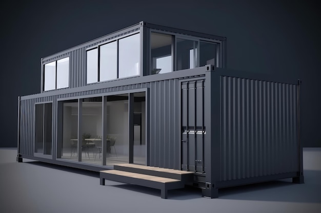 Casa container isolata su background3d