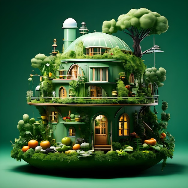 Casa del cibo con il mondo verde