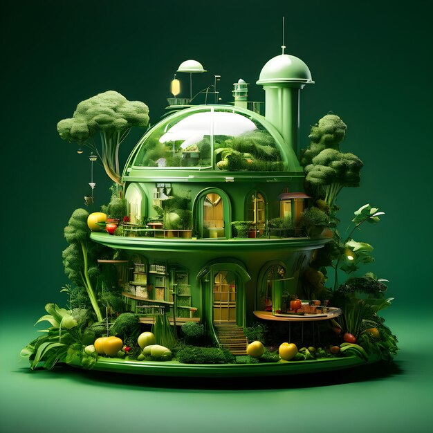 Casa del cibo con il mondo verde