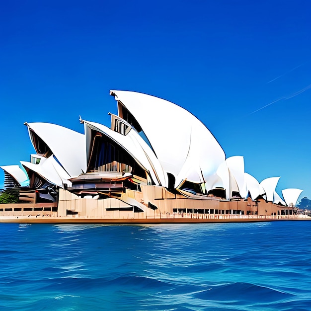casa dell'opera di Sydney con il mare e il cielo blu AI Generare