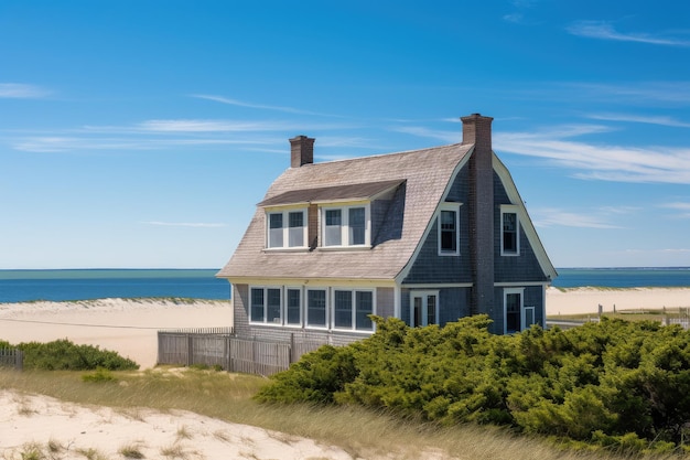 Casa di Cape Cod con vista sulla spiaggia e sull'oceano in una calda giornata di sole