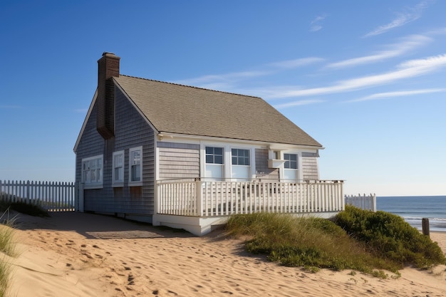 Casa di Cape Cod con vista sulla spiaggia e sull'oceano in una calda giornata di sole