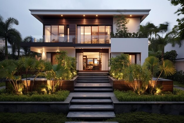 Casa di lusso con un giardino minimalista