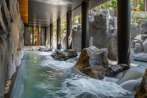 casa di lusso su una spiaggia e piscina in paesaggi tropicali