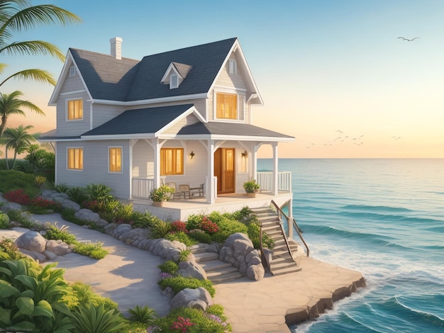 Casa di lusso sulla spiaggia con piscina e terrazza con vista sul mare in vacanza
