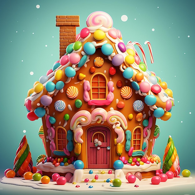 casa di marzapane decorata con caramelle colorate