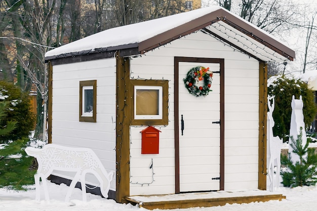 Casa in legno struttura artificiale di Babbo Natale con cassetta della posta incity park Natale natale nuovo sì