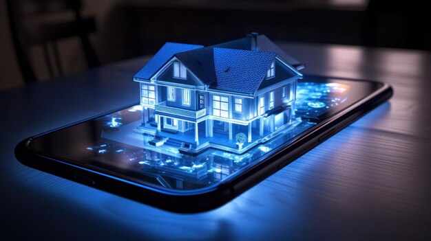 Casa intelligente connessa e casa autonoma su smartphone Home Of Technology Concept