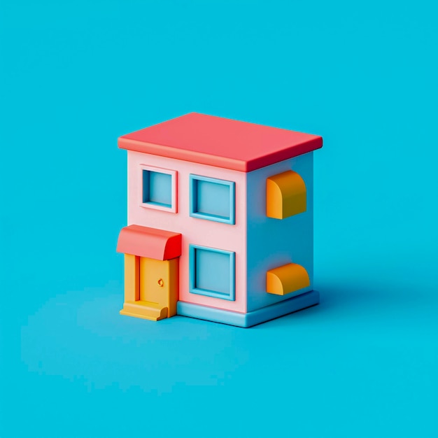 Casa isometrica stile 3d colori pastello AI generativa