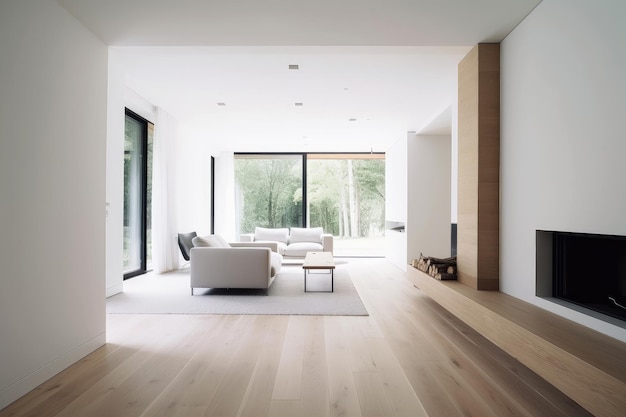 Casa minimalista con linee pulite, materiali naturali e decorazioni minimali