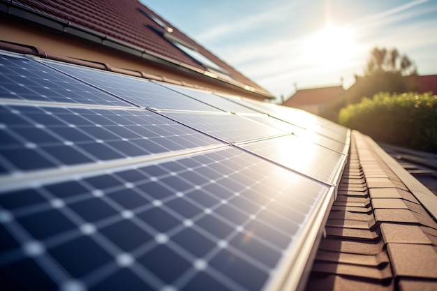 Casa moderna con pannelli solari Sostenibilità sotto il sole