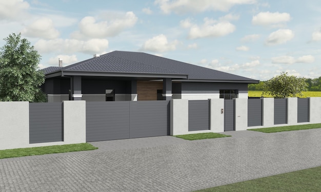 casa moderna cottage vista esterna illustrazione 3d 3D render