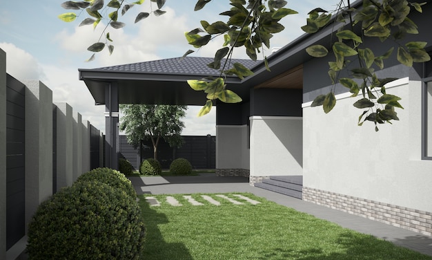 casa moderna cottage vista esterna illustrazione 3d 3D render