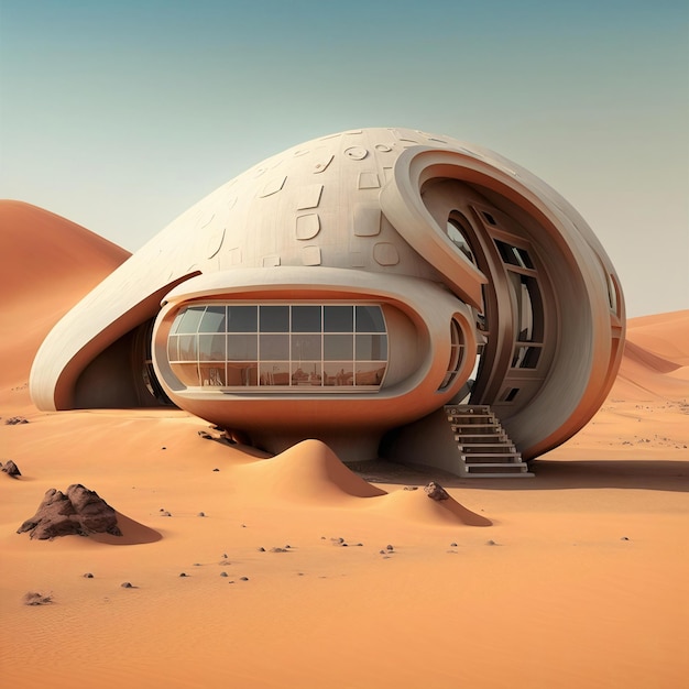 Casa moderna futuristica su Marte