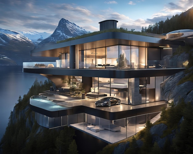 Casa moderna in cima alla montagna