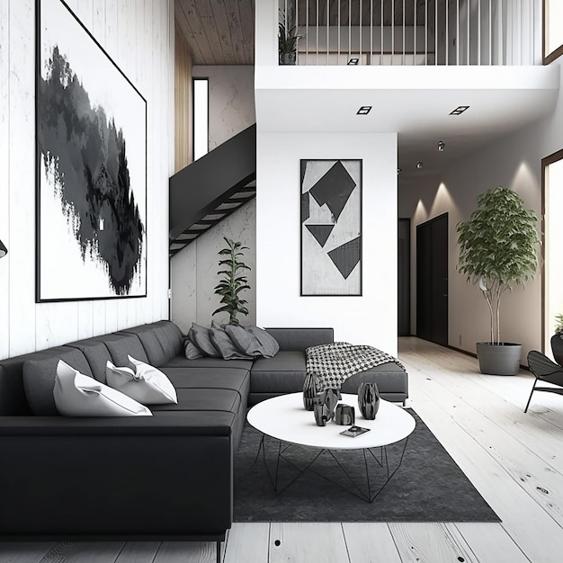 Casa moderna minimalista Un'illustrazione di interior design creata con l'intelligenza artificiale generativa