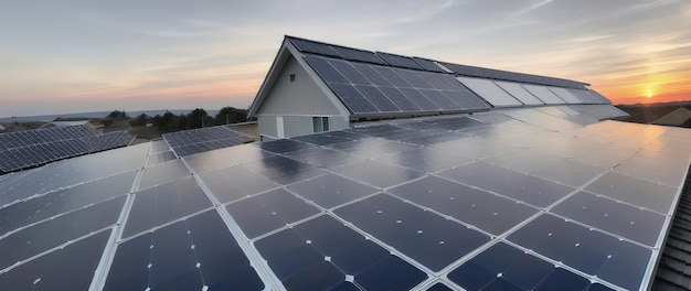 Casa privata con pannelli solari sul tetto IA generatrice di energia rispettosa dell'ambiente