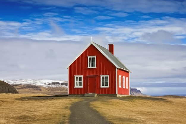 Casa rossa luminosa in Islanda