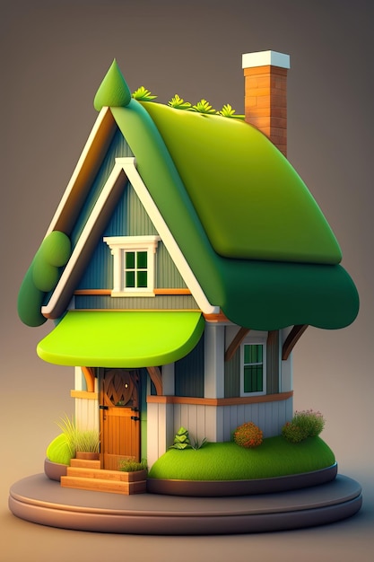 Casa stilizzata con tetto verde