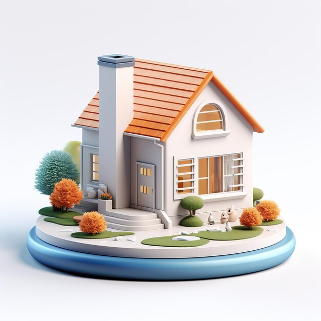 Casa su sfondo bianco illustrazione 3D