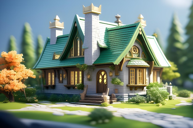 Casa sull'albero di favola in una misteriosa foresta casa di elfi delle fante modello per la piattaforma di IA di progettazione