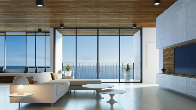 Casa sulla spiaggia moderna di lusso e vista sul mare dell'hotel - Rendering 3D