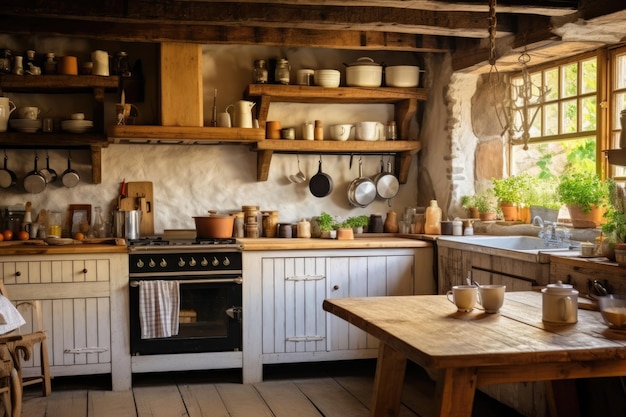 Casa tavola architettura legno cucina mobili retro stanza casa di vita vecchio interno vintage