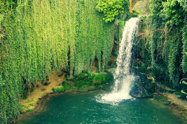 Cascata di Tobera a Burgos Circondata da vegetazione verde Situata in Castiglia e Leon Spagna