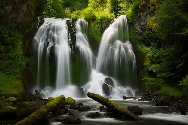 Cascata generativa della cascata della giungla di ai nella foresta pluviale tropicale