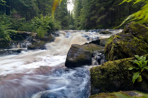 cascata in Carelia su una lunga esposizione. Foto di alta qualità