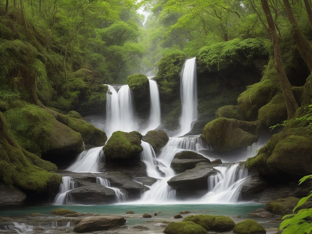 Cascata nascosta nella foresta