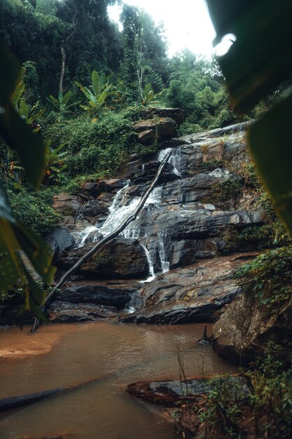 Cascata nella foresta tropicale nella stagione delle piogge