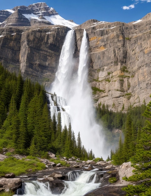 cascata nelle montagne rocciose