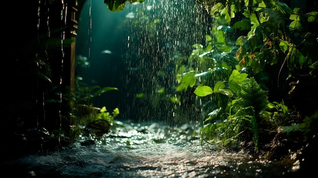 cascata oscura nella foresta