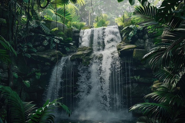 Cascata tropicale nella foresta pluviale