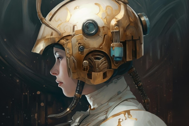 Casco d'oro futuristico Genera Ai