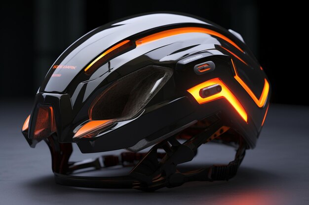 Casco da bicicletta ad alta tecnologia con LED integrato Generative ai