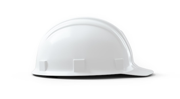 Casco da costruzione ingegnere bianco isolato su sfondo bianco. Rendering 3D