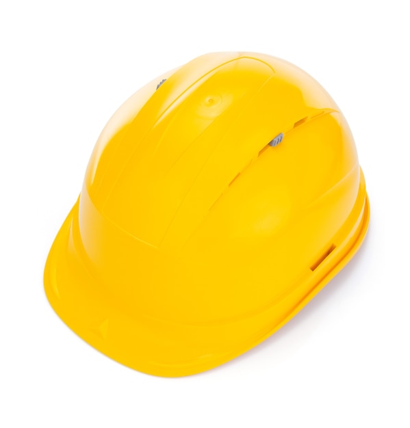 Casco da costruzione isolato su sfondo bianco