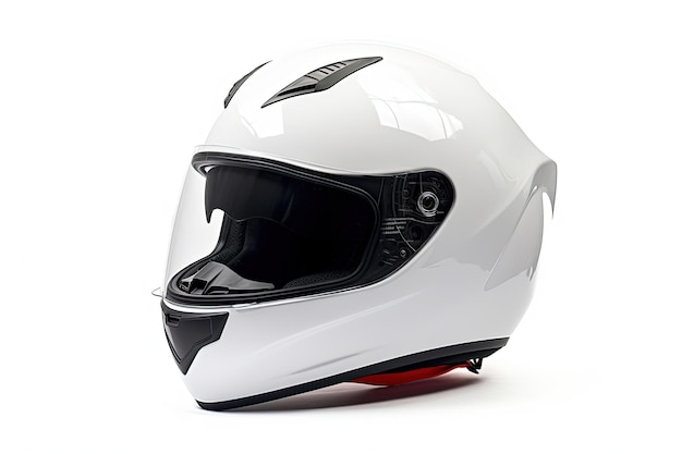 Casco da moto moderno in fibra di carbonio lucido con prese d'aria regolabili isolate su bianco b