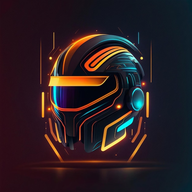 casco da motociclista al neon