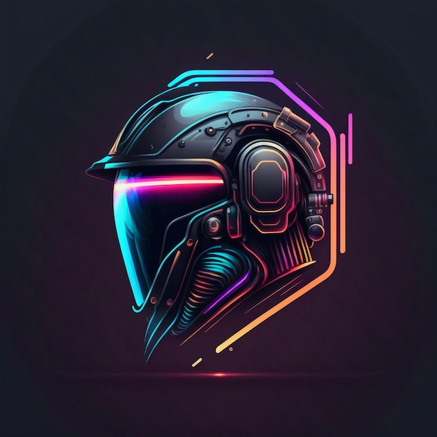 casco da motociclista al neon