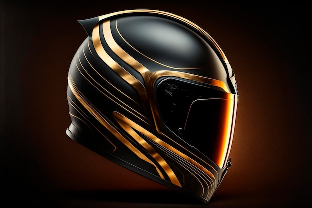 Casco da motociclista futuristico, sfondo nero