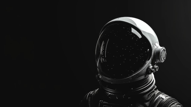 Casco di astronauta con riflessi di stelle sulla visiera