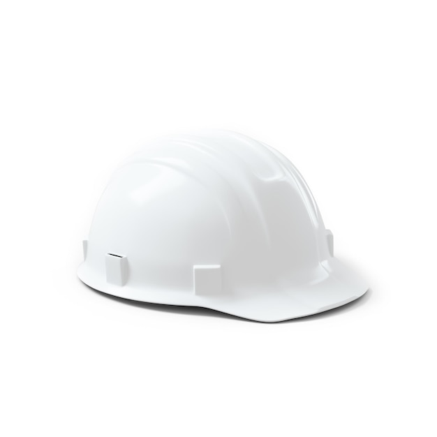 Casco di sicurezza per ingegnere bianco isolato su sfondo bianco. Rendering 3D