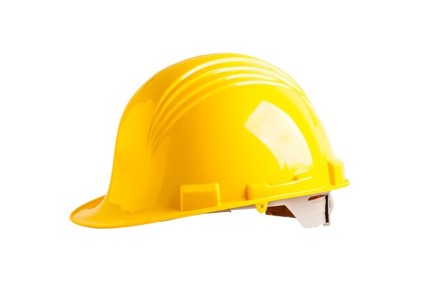 Casco giallo isolato su sfondo bianco con tracciato di ritaglio protegge alla sicurezza per l'ingegnere in cantiere